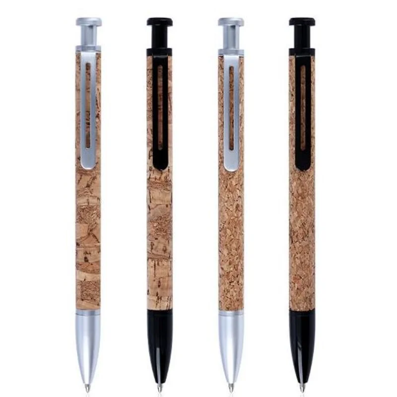 TTX new arrival Classic leather gift pen luxury Pu fur Wood grain black ballpoint pen with custom logo sustainable cork pen