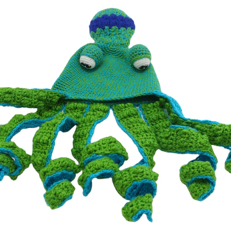 Creative winter hats handmade octopus warm hats for Halloween and Christmas funny masks Cosplay woven beans