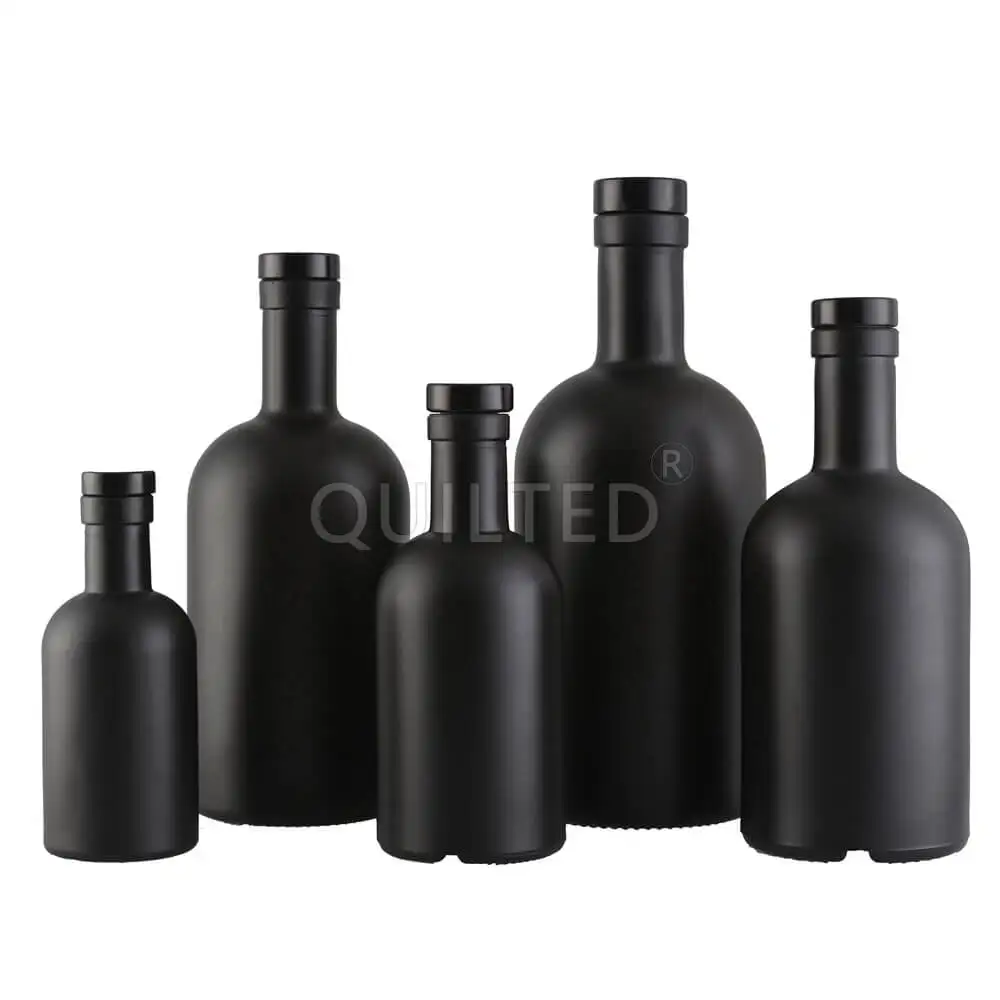Bulk 100ml 200ml 500ml 750ml Empty Round Matt Black Cooking Olive Oil Glass Bottle