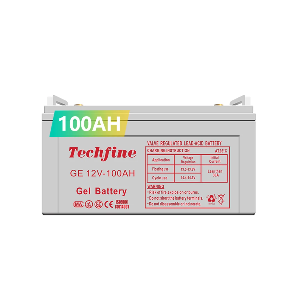 Techfine Brand 12volt Gel Battery 100ah Gel Solar Battery  12v 100ah Gel Deep Cycle Battery
