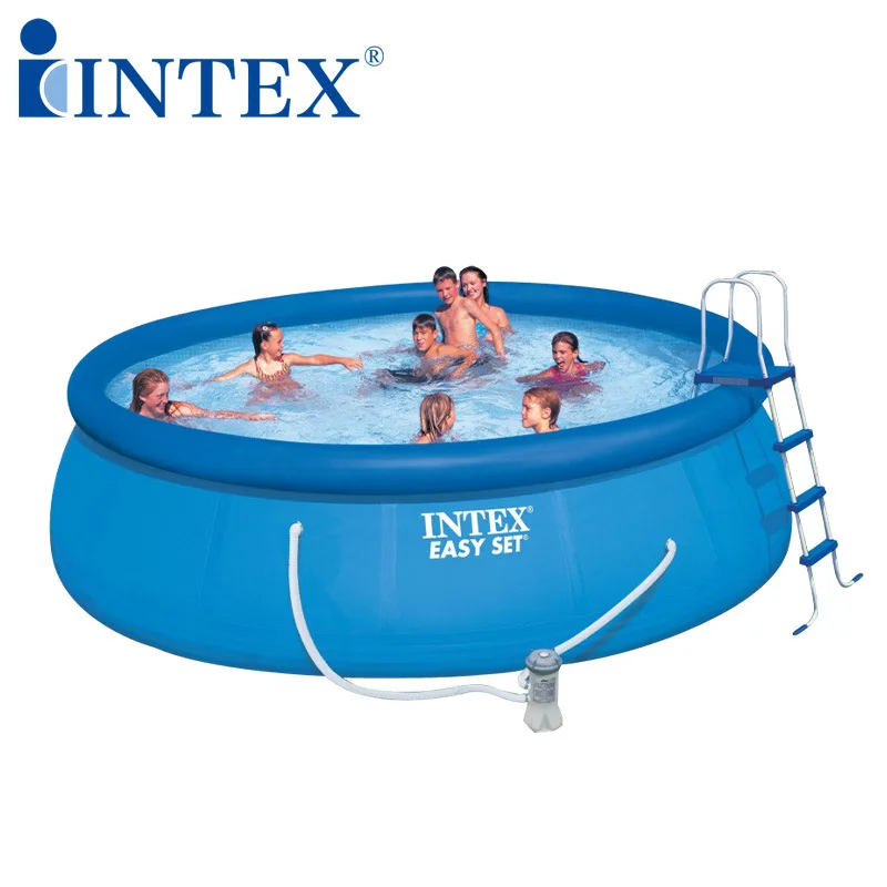 INTEX 28166 457*107CM Round Blue Family Inflatable Above Ground PVC Swimming Pool for Family Swimming