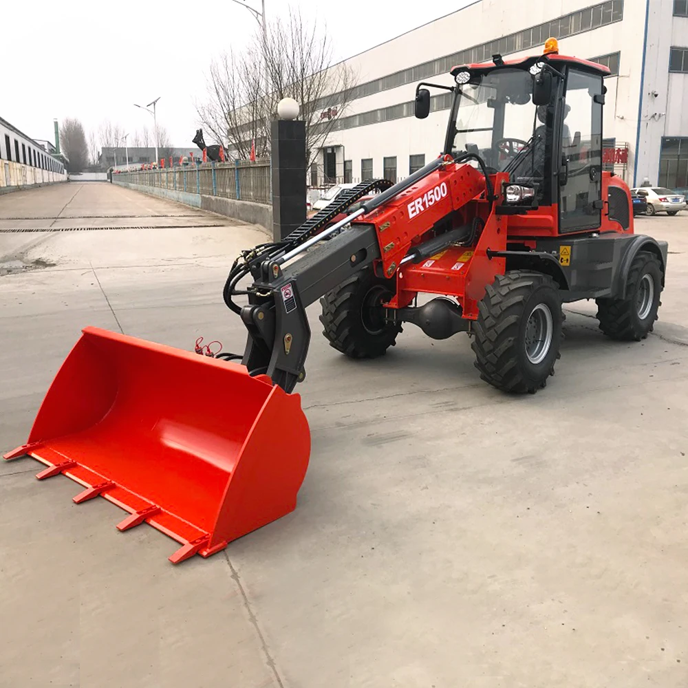 Everun ER1500 1.5Ton telehandler with pallet forks Hydraulic front end small diesel Compact telescopic Mini Wheel Loader