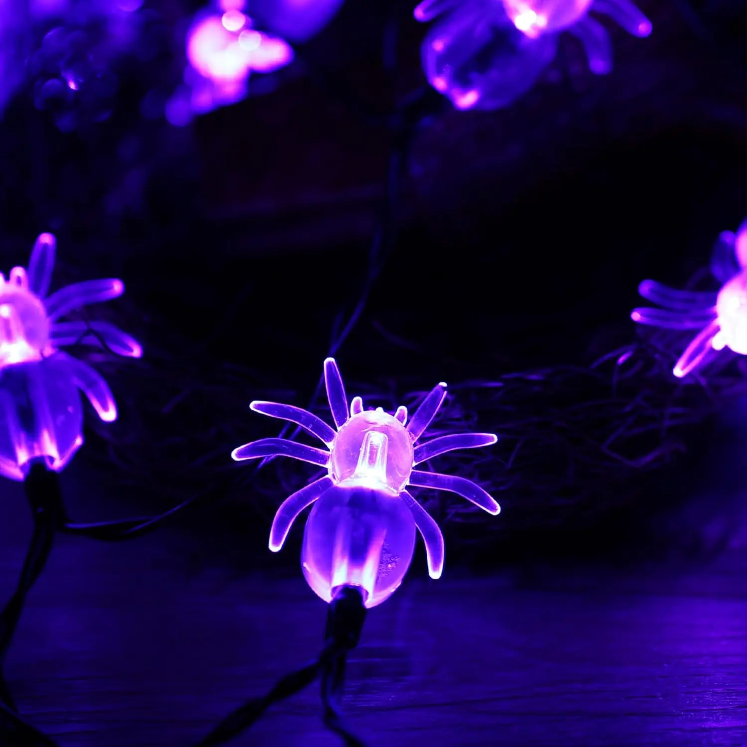 TSINYE LED Halloween Decoration Waterproof 3D Purple Spider Bat Pendant Decoration String Lights for theme parties carnival