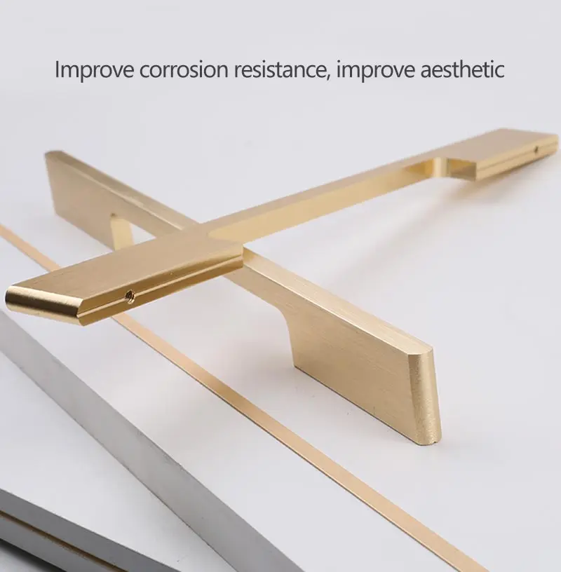 6609 Aluminium Profile Furniture Pulls Kitchen Wardrobe Matte Glossy Gold Black Closet Cabinet Handles