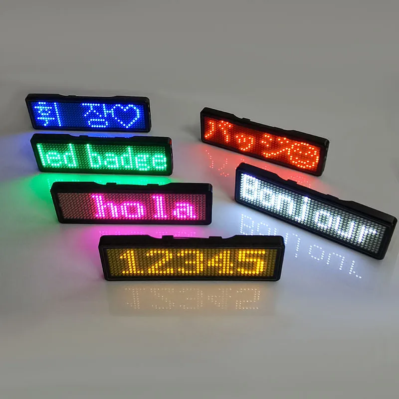 Factory Wholesale Restaurant Party Wearable Custom Employee Name Badge Message LED Flashing Badge