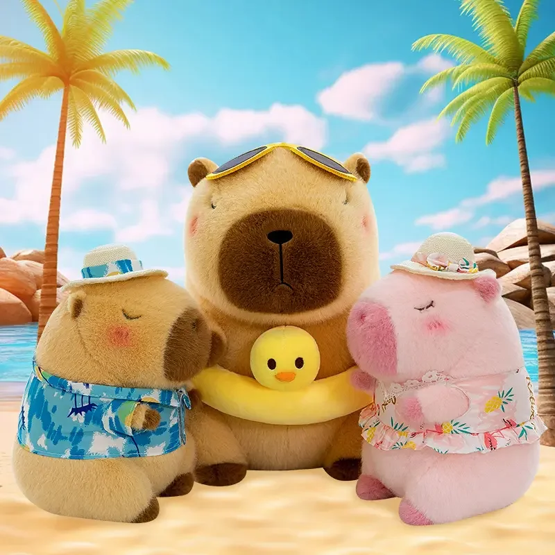 Hot Sell Beachwear Capybara Plush Toy Cute Simulation Yellow Duck Swim Ring Capibara Kawaii Stuffed Animals Birthday Travel Gift