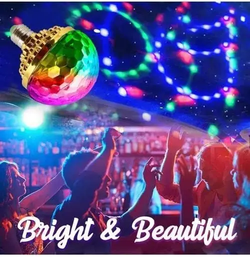 Colorful Rotating Disco Ball Light,7 Colours Party Light Bulb,Rotating Magic Ball Light for Birthday Party Christmas Decorations