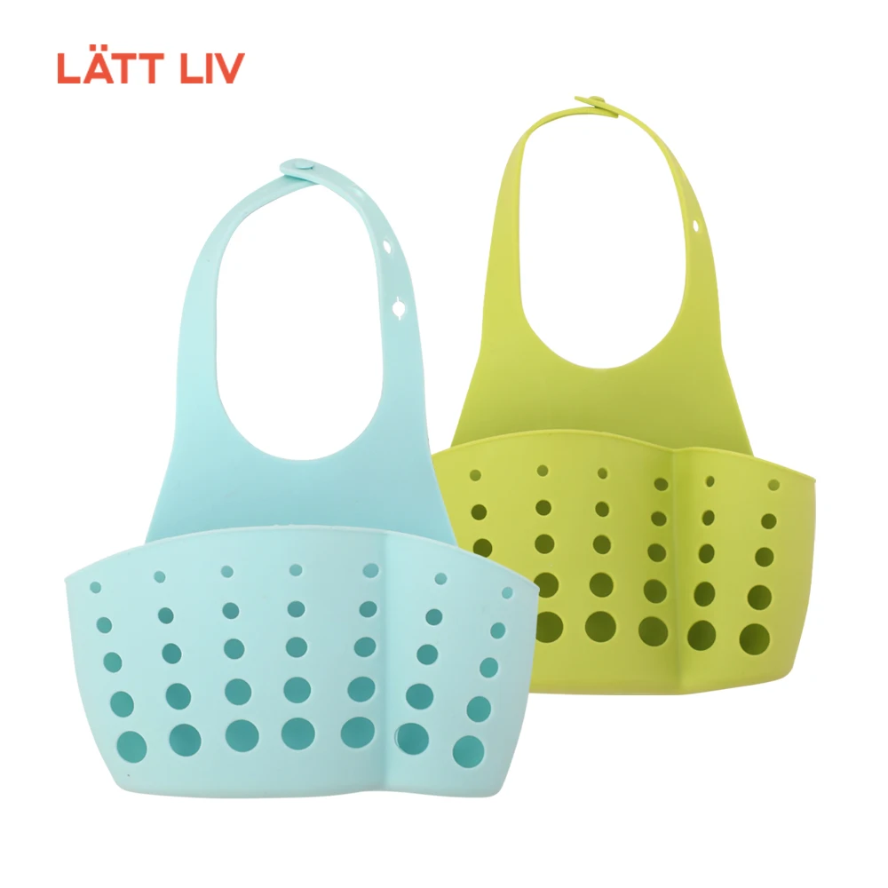 LATTLIV Wholesale Sponge Holder Hanging Movable Faucet Storage Gadget Organizer Drain Baskets Sponge Holder for Kitchen Sink