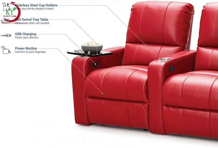 JKY Adjustable Electric Recliner Chair Theater Furniture Commercial Furniture Synthetic Leather Cinema Theatre Sofa