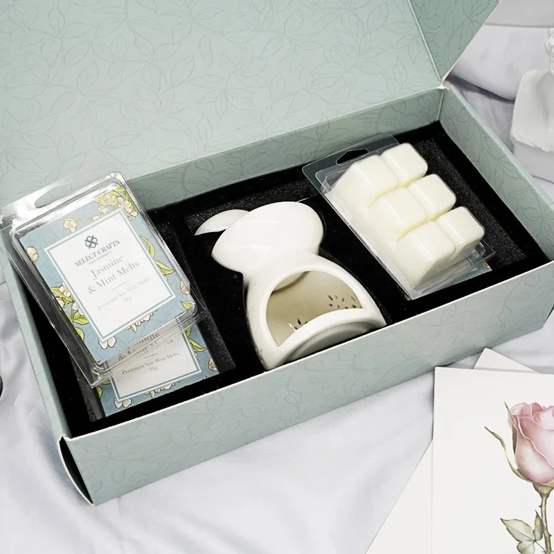 New Design Wholesale Custom Home Decor Incense Ceramic Wax Melt Oil Burner Scented Wax Tablet Gift Set