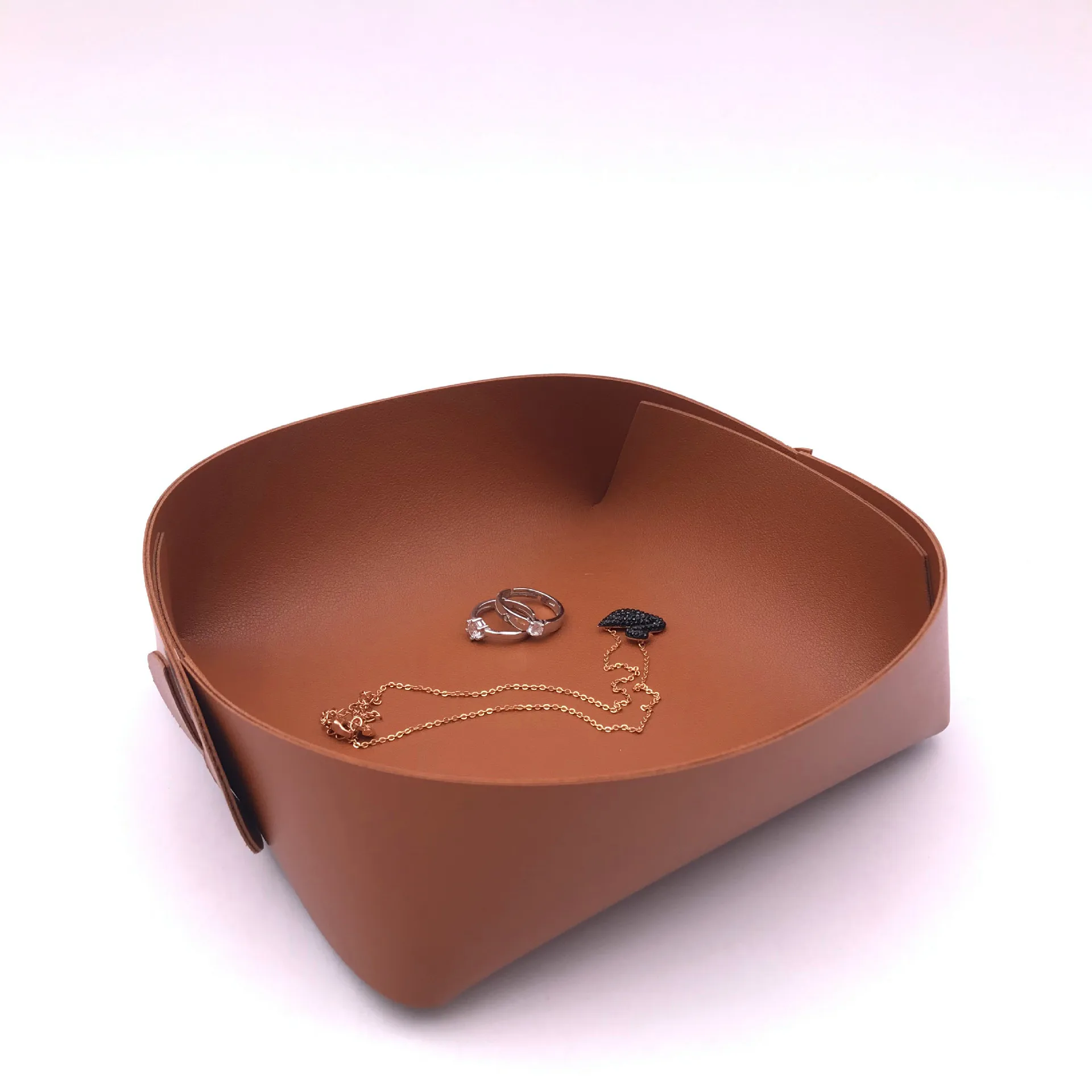 Coin caddy leather tray watch key jewelry leather entrance door living room coffee table desktop small sundries storage tray