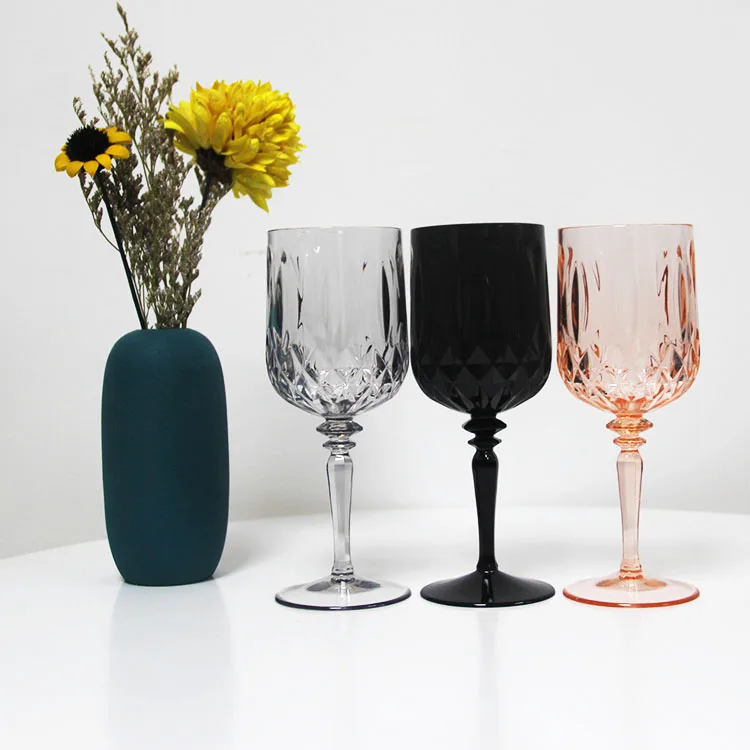 
Wholesale old fashion Goblet Wine Glass Cup plastic reusable champagne wine glass 