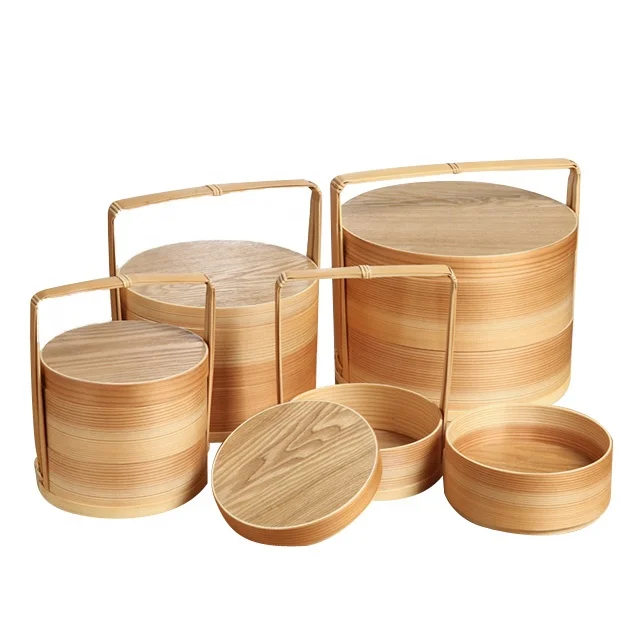Japanese Bento Box Lunch Box Wooden Picnic Baskets Sushi Box Portable
