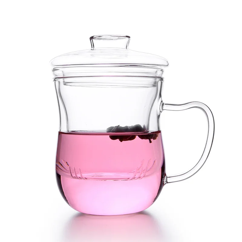 Hot sale office glass tea cup three in one with good quality