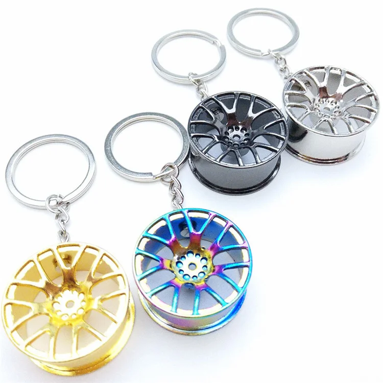 Factory Wholesale Car Key Accessories Wheel key chain Tire Rim 3d Metal Keychain