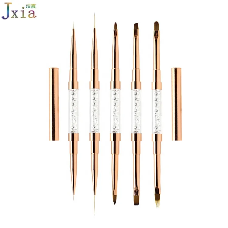 Профессиональные двухсторонние ногти Jiexia цвета розового золота, 3D акриловая ручка для скульптуры, однотактная кисть для рисования ногтей