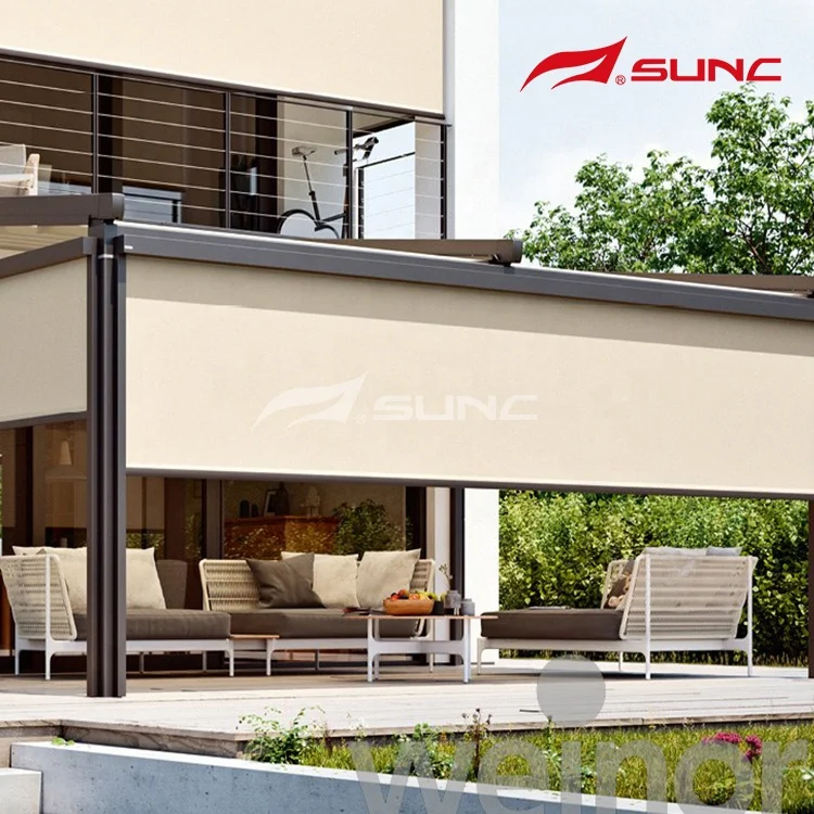 SUNC наружный Солнцезащитный ветрозащитный водонепроницаемый уличный выдвижной моторизованный рулон патио насекомые ветрозащитные экраны