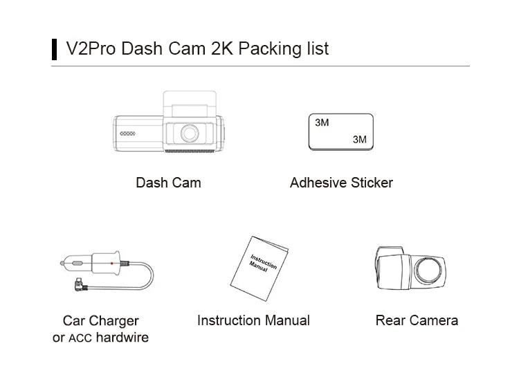 2024 New Design EACHPAI V2 Pro QHD 2K mini dash cam front and rear car gps tracking device 1920x1080 hd car camera gps black box