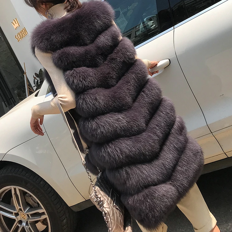Best Quality Custom Plus Size Fur Vest Gilet Shaggy Fox Fur gilet Girls Fashionable Lady Fur Gilet Woman