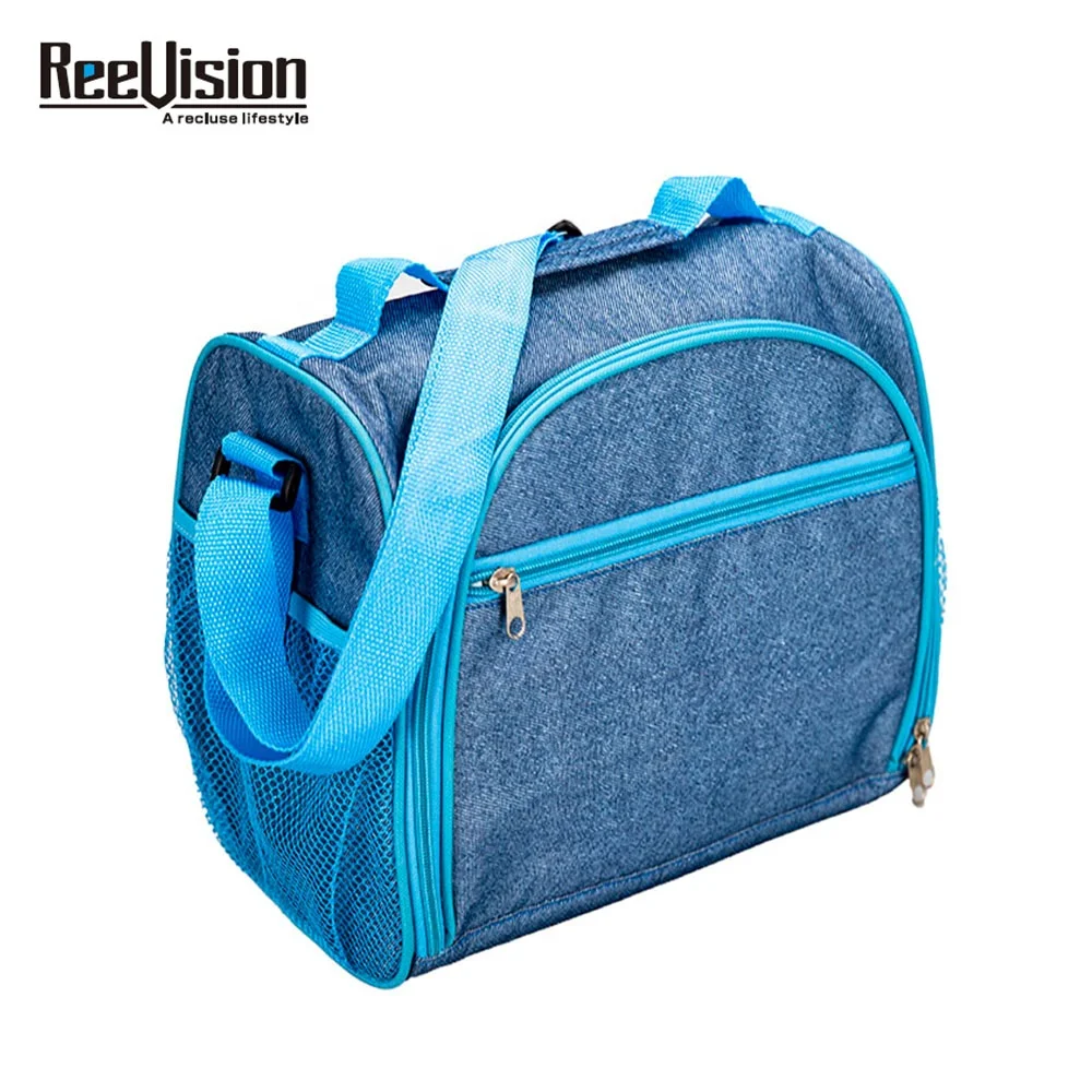 Denim fabrics insulated multicolor thermal bag food picnic camping Cooler Bag Lunch Bag
