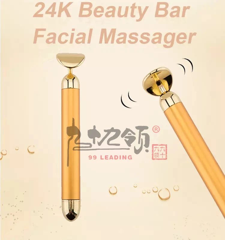 24K Golden Energy Electric Massager Personal Care Girls Face Skin Lifting Germanium Rolling Facial Massage Beauty Bar