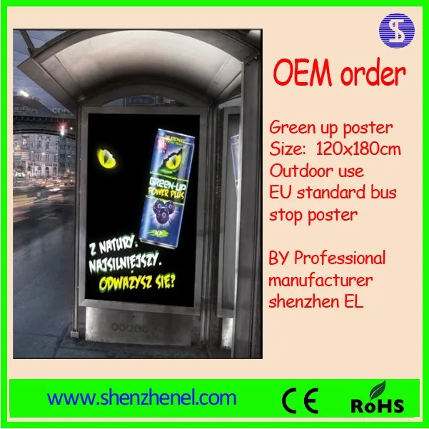 Attractive and high brightness EL poster for citylight and lighting bus station advertisement board