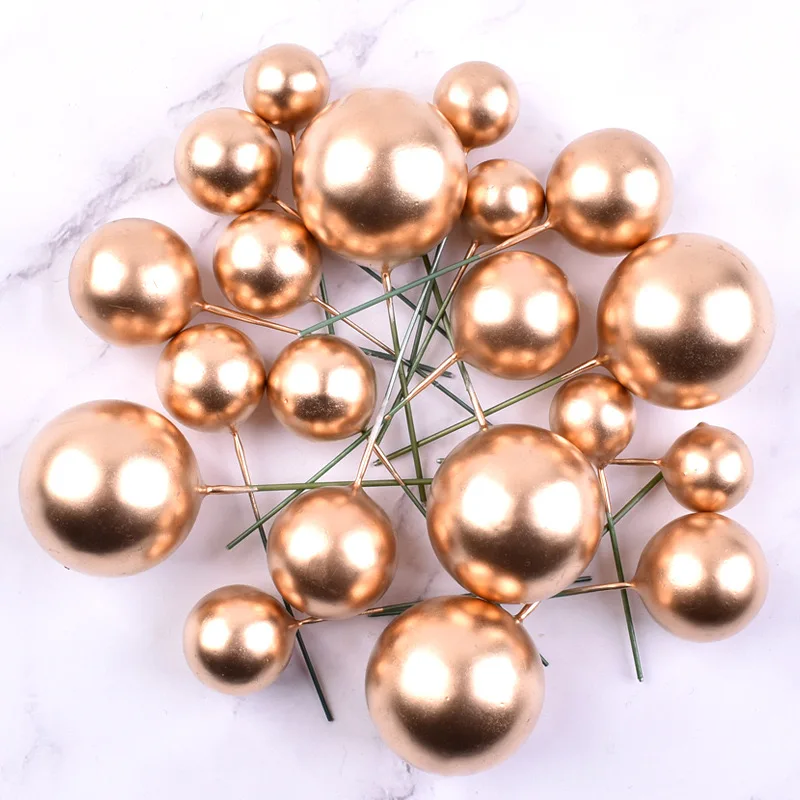 Faux Foam Ball Cake Topper Colorful Mini Balloon Cupcake Pearl Balls Diy Cake Insert Topper Baking Decoration