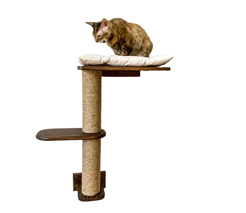 Cat Climbing Frame Sisal Solid Wood Nest Toy Scratching Pole Floor-To-Ceiling Cat Climber Furniture Scratch Trees