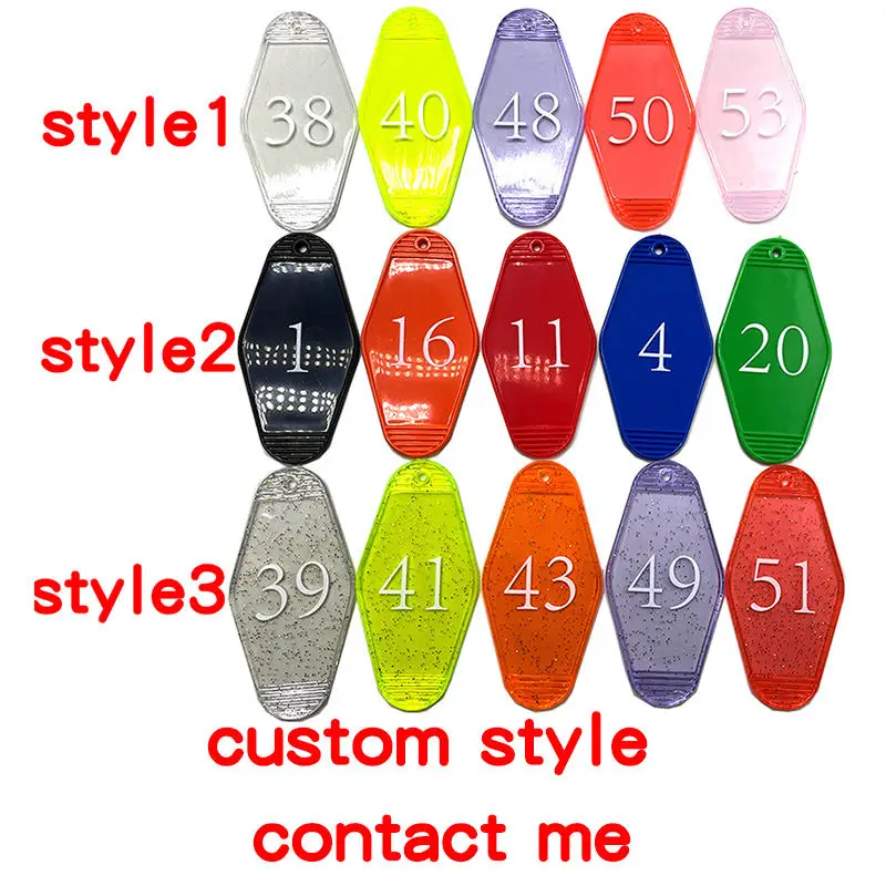 Blank Motel UV Printing Plastic Hot Stamp Key Chains Glitter Acrylic Motel Keychain Custom Design keyring Hotel Keychains