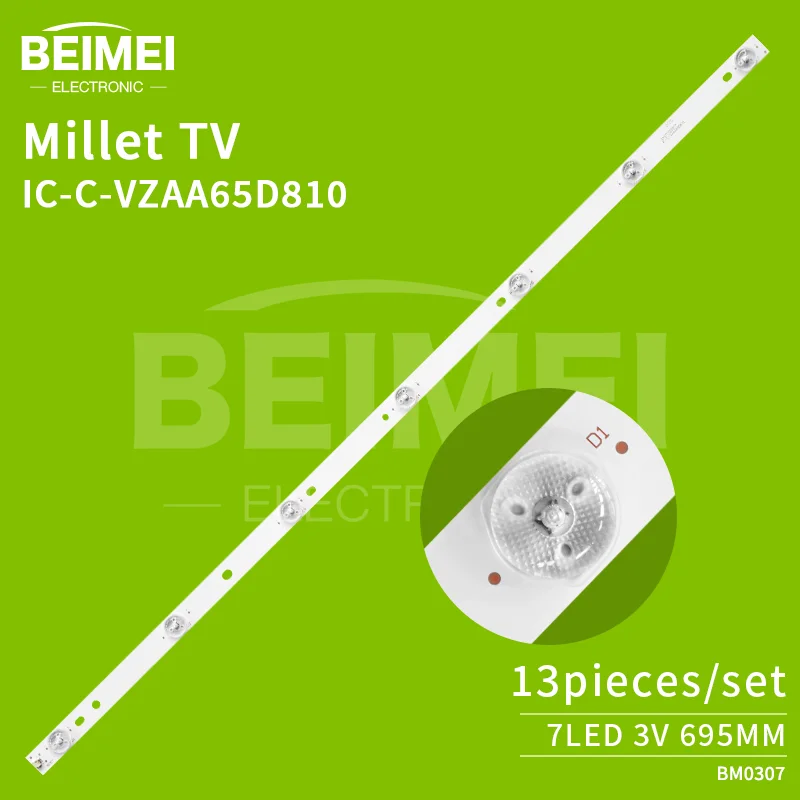 LCD TV LED backlight strip IC-C-VZAA65D810 for Millet TV L65M5-AZ 7LED 3V 13pcs/set for TV replacement