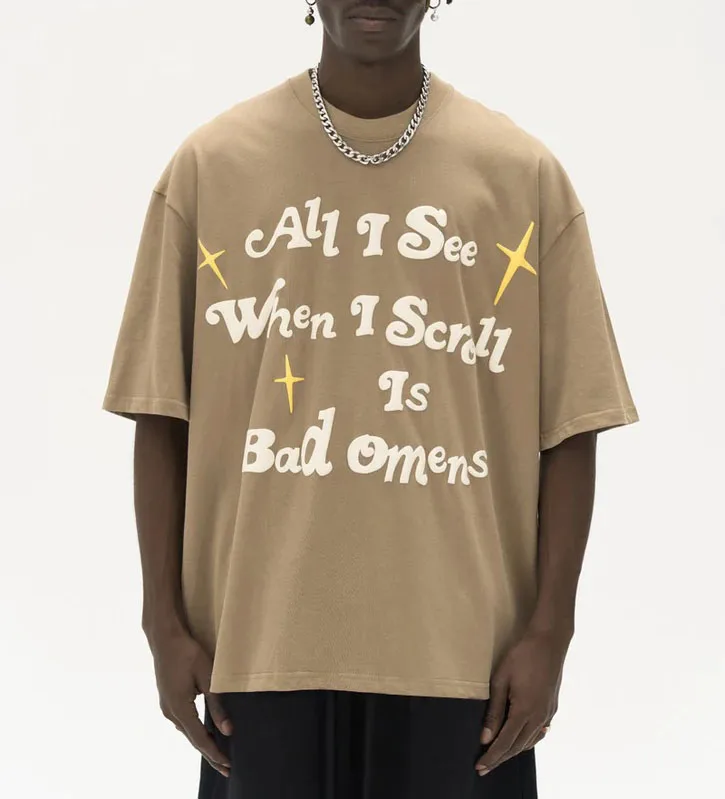 Low Moq Heavy Cotton Custom Letters Foam Screen Printing Graphic T shirt 3d Puff Print Hip-hop Street Style Oversized Tee