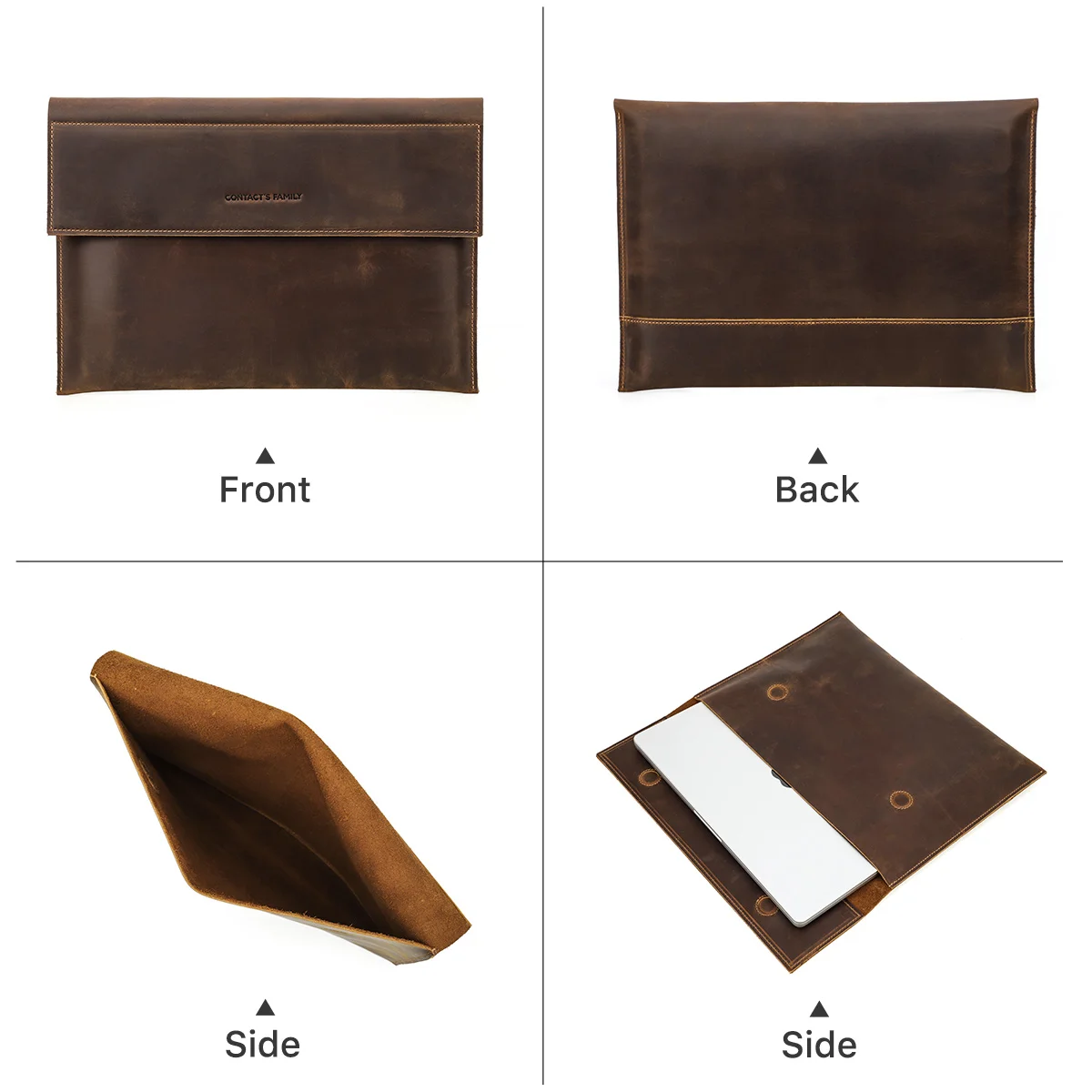 Leather Travel 13 14 15 16 IN Laptop Storage Sleeve Cover Case Business Bag for Mac Book Pro Air M1 M2