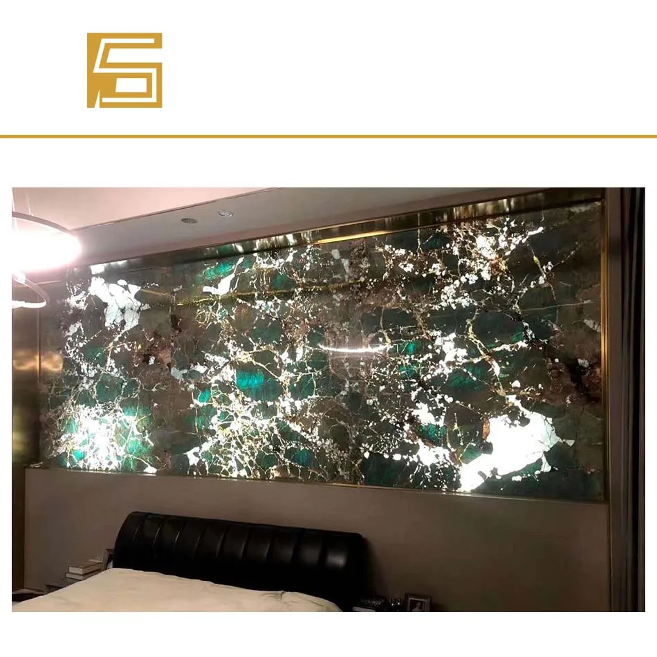 Brazil Green Quartzite  LED light  Amazon Green Quartzite backlit countertop photoelectric stone table top