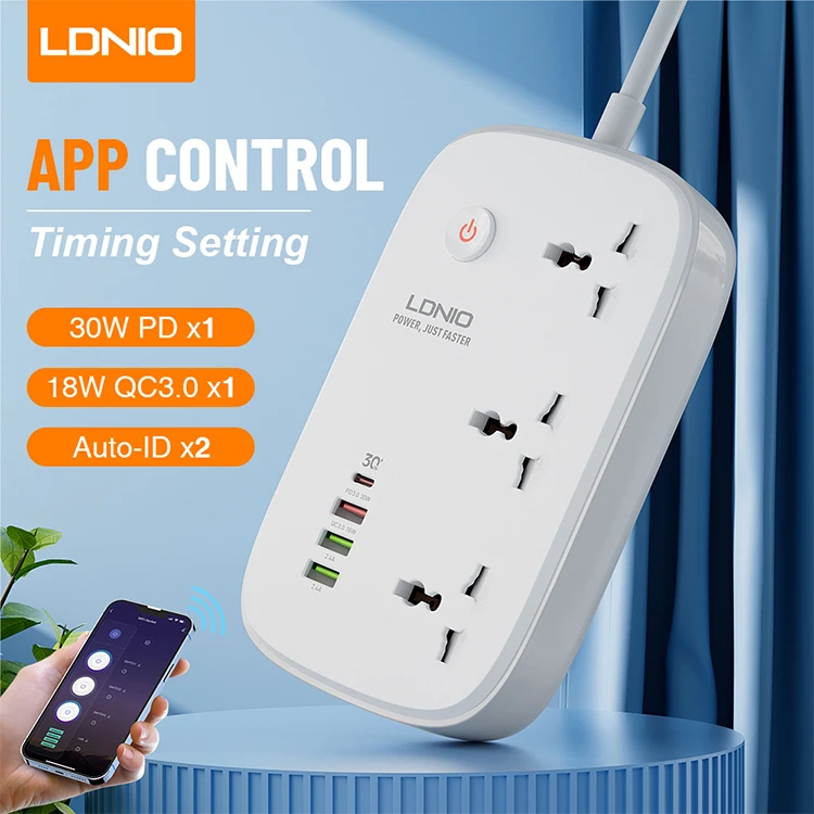 LDNIO SCW3451 UK/US/EU Plug Universal Surge Power Strip App Control Tuya Smart WIFI Power Strip Extension Socket