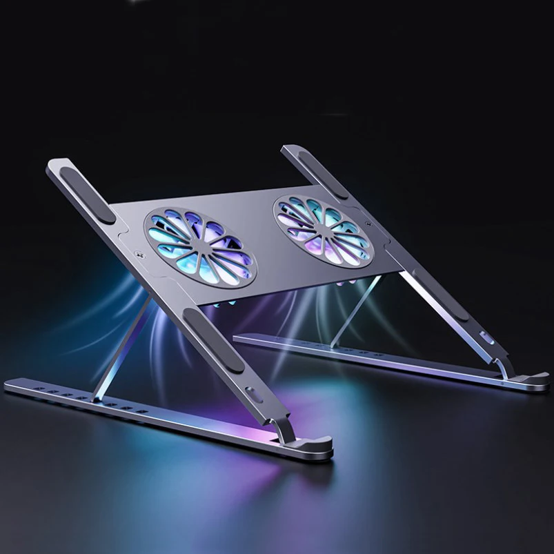 Подставка для ноутбука из алюминиевого сплава с кулером и подсветкой RGB подставка планшета 8 режимами регулировки охлаждающей