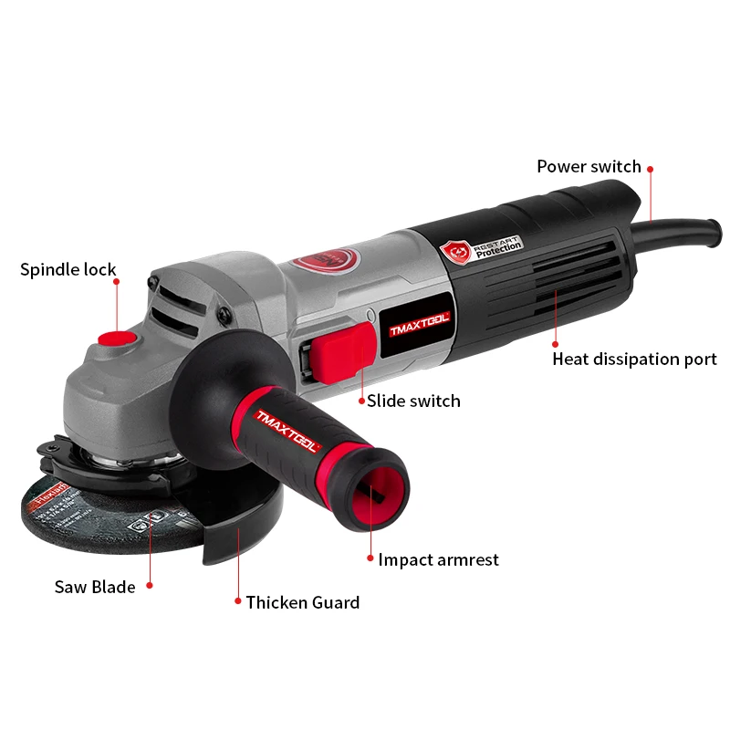 Professional Powerful 220V Alternating Current Handhold 100MM Cutting Disk Variable Speed Angle Grinder Machine