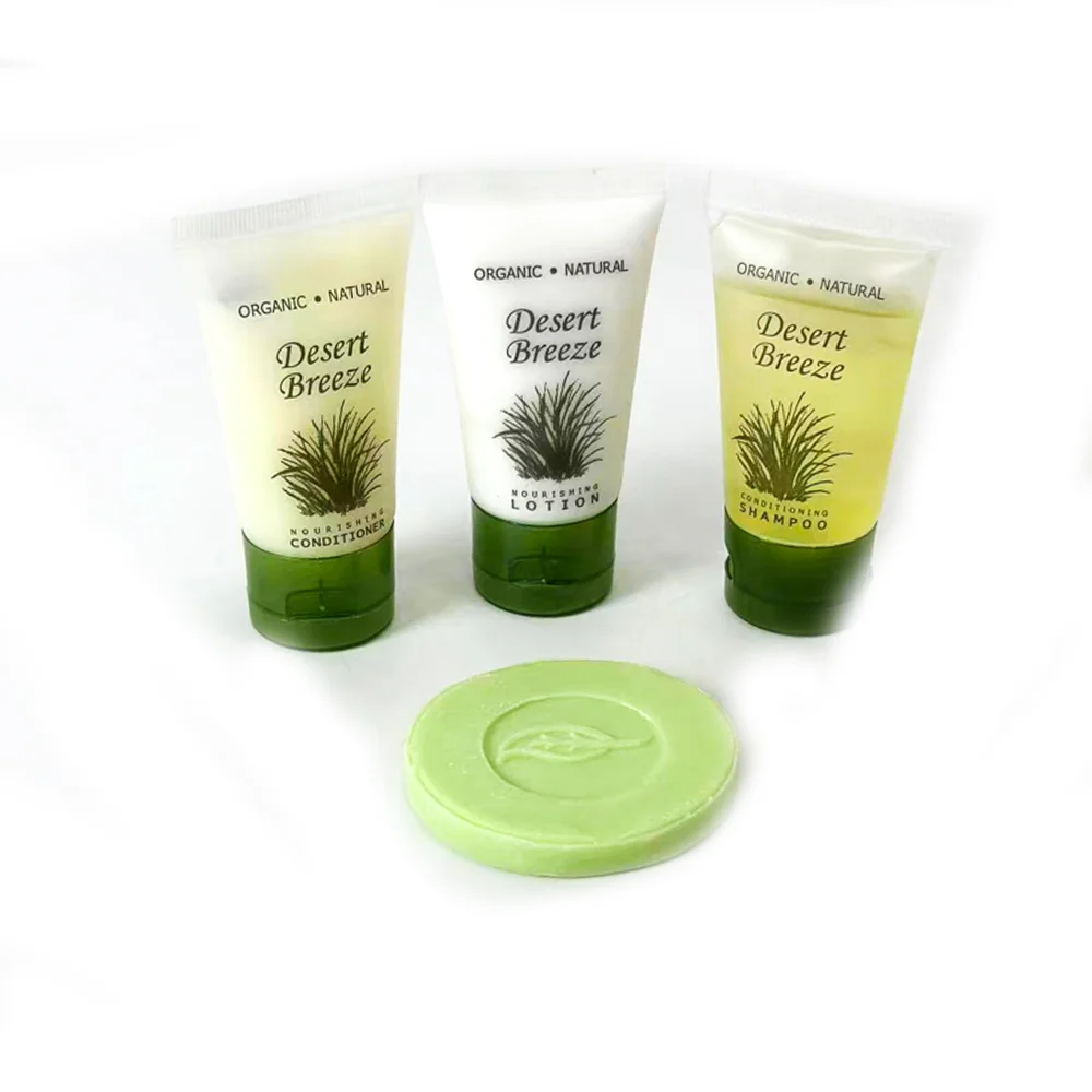 Customization Desert Breeze Hotel Amenity Set Mini Hotel Shampoo Ecofriendly Body Bar Disposable Soap Hair Conditioner