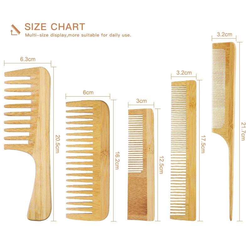 Wholesale Natural Bamboo Comb Wooden Hair Comb Customized Handmade Bamboo Hair Detangling Comb