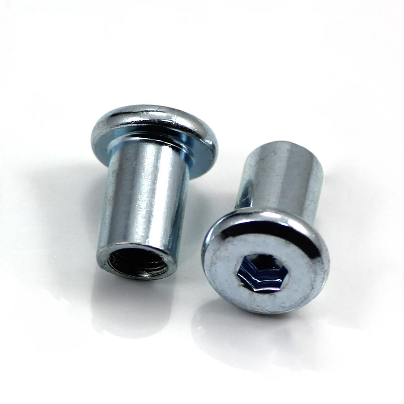 M6*12*8 Hex socket flat head female sleeve nuts for Furniture Fixings