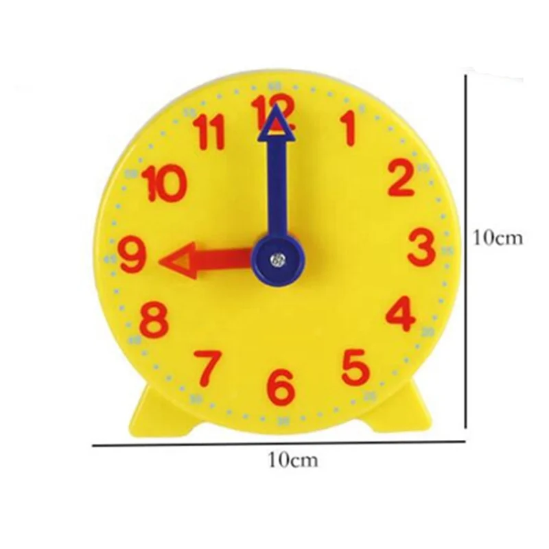 Student Learning Clock Time Gear Plastic 10cm Yellow Clock 12 Hour