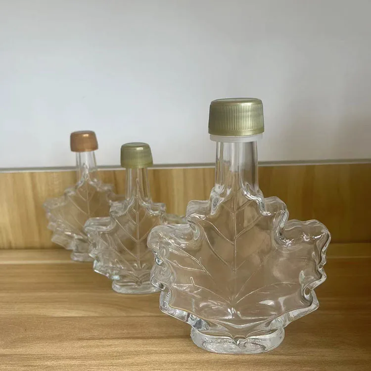 Оптовая продажа пустые бутылки из кленового сиропа стеклянная бутылка из кленового листа для банок с Кленовым сиропом бутылка с медовым сиропом с винтовой крышкой