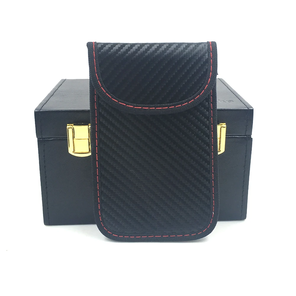 Carbon Fiber Metal Clip Mobile Car Key Fob Signal Blocker Rfid Signal Blocking Faraday Pouch Bag