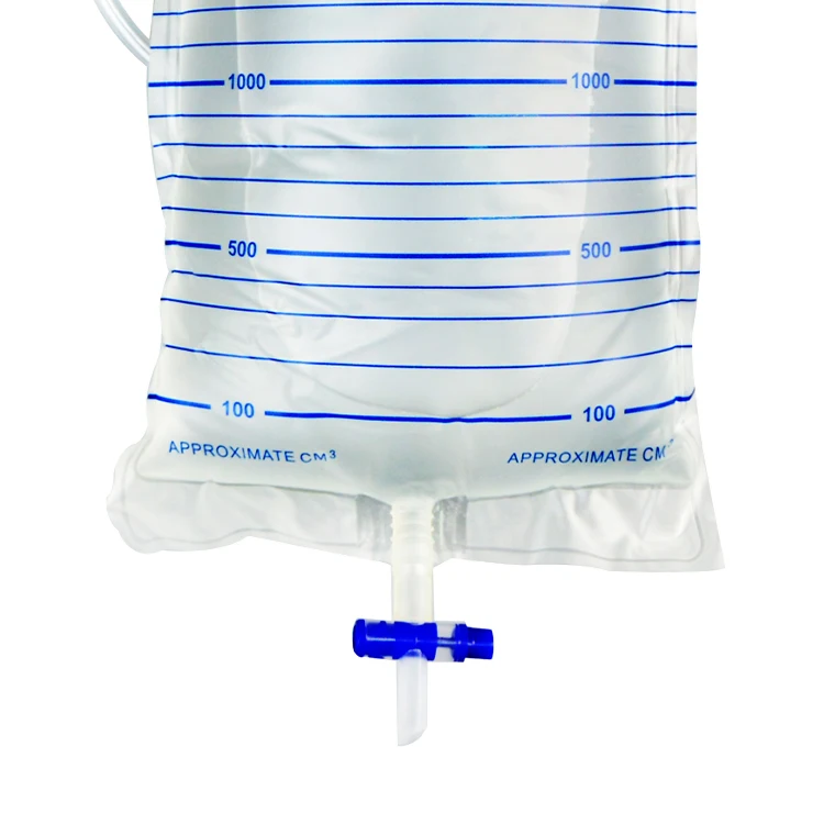 Disposable Medical 2000ml Adult Urine Collection Bag with T Valve