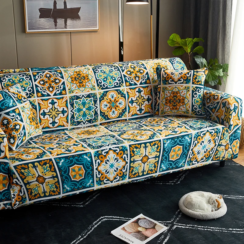 
Free sample ethnic style Stretch polyester Sofa Cover Protective Elastic Seat Sofa Cover dust proof sofa cover 