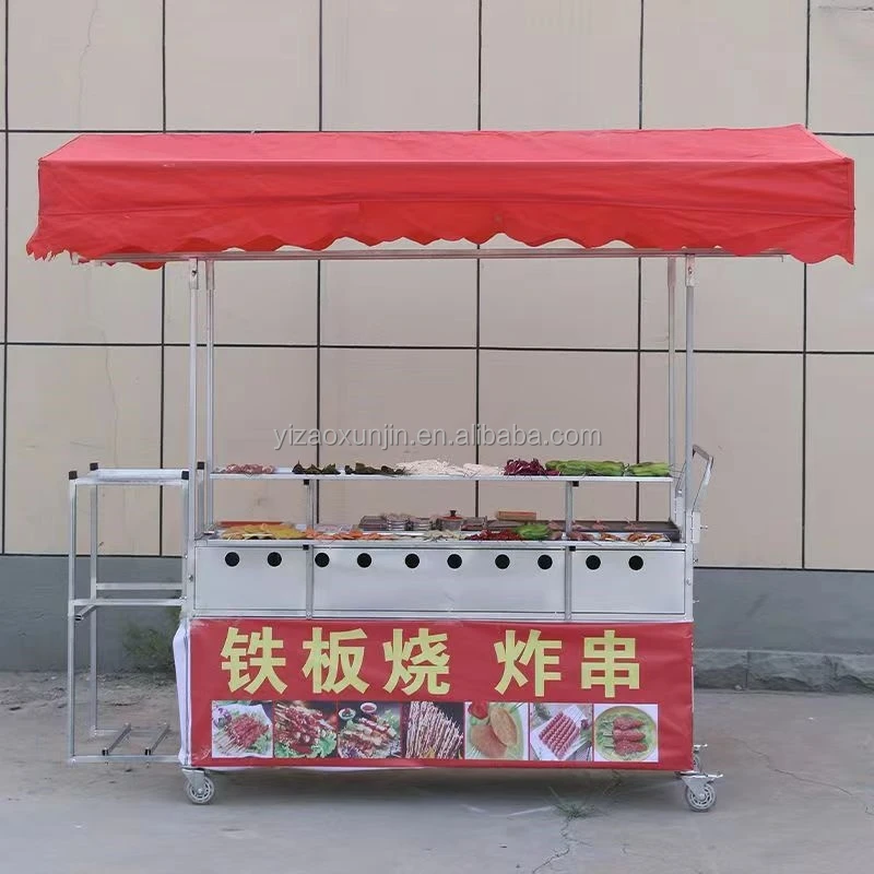 Four wheeled mobile carts/crepe carts for sale of three in one fried corn tortillas