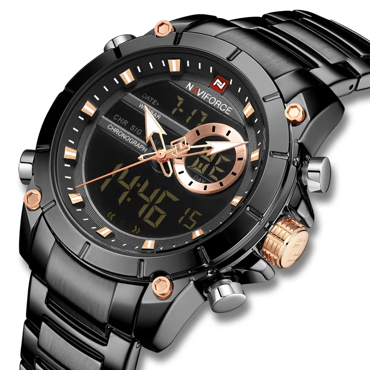 Роскошные мужские наручные часы relojes hombre navifforce 9163 BB, Лидер продаж