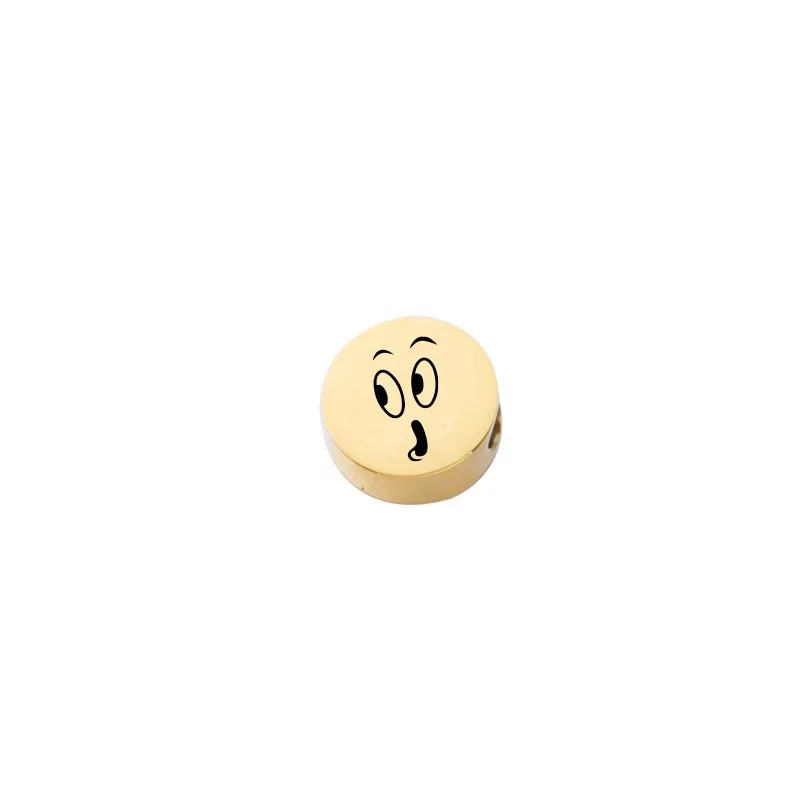 Gold Plated Halloween Ghost Face Stainless Steel Round Bead Decorative