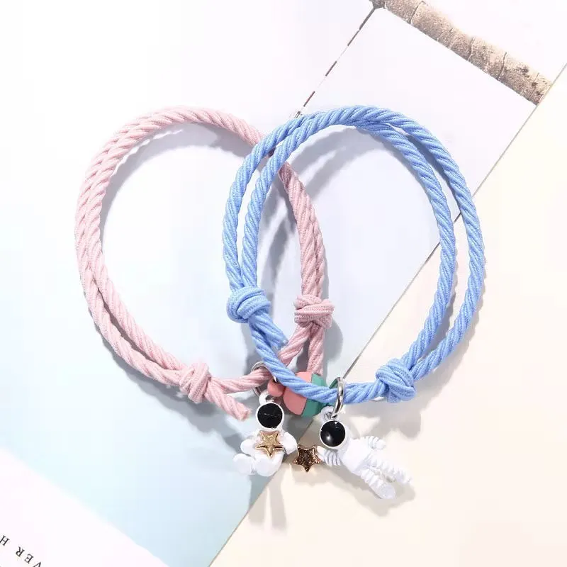 Fashion Gifts Jewelry Wholesale Women Men Couples Lovers Handmade Braided Woven Rope Astronaut Pendant Magnet Bracelet
