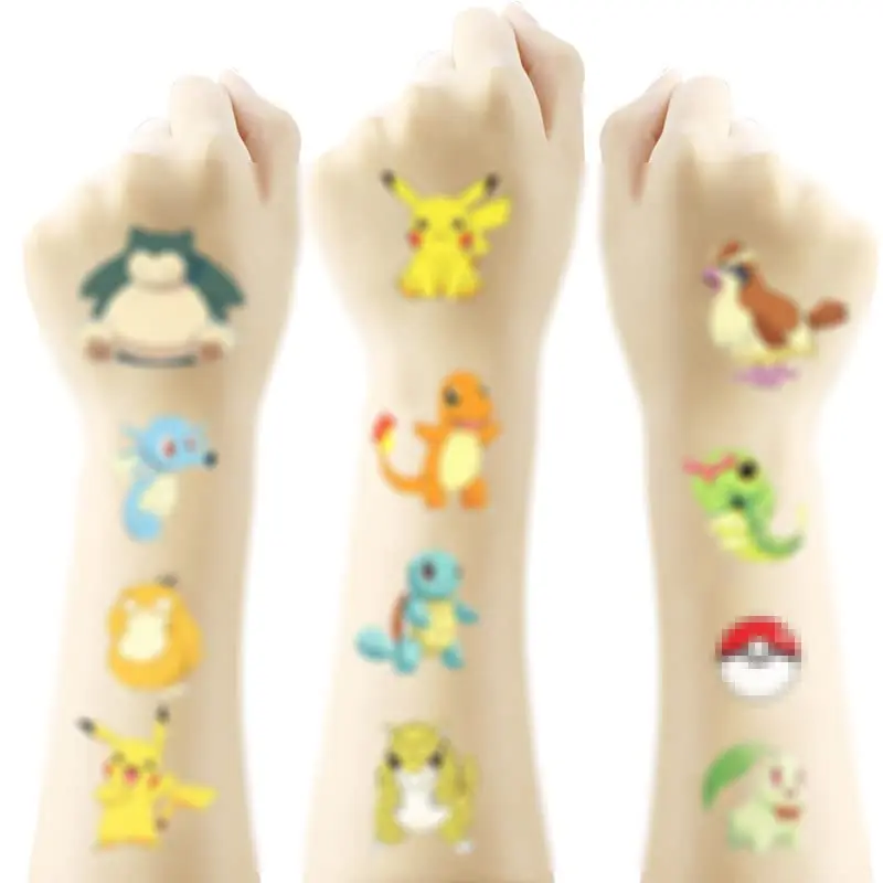 120 Pcs 4 Sheets Anime Temporary Tattoos for Kids, Japanese Cartoon Tattoo Stickers for Kids