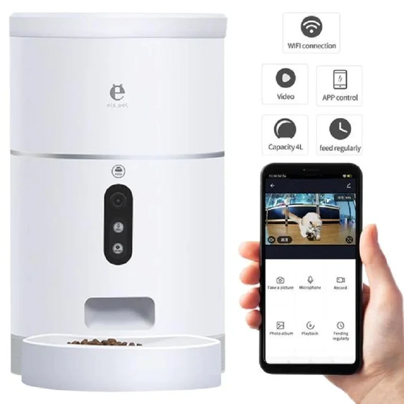 Automatic Intelligent Pet Feeder Camera Wifi Smart Mobile Phone App Remote Control Microchip Automatic Pets Feeder